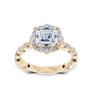 SuperNova Moissanite Asscher  Vintage Ring 2.2CTW